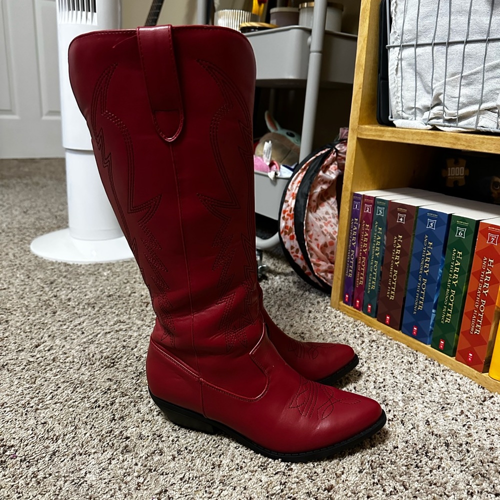 Size 7 Knee High Red Cowgirl Boots NEVER WORN